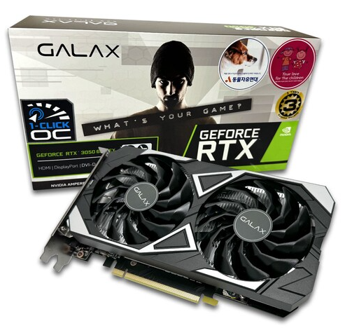 갤럭시 GALAX 지포스 RTX 3050 EX BLACK D6 6GB DVI